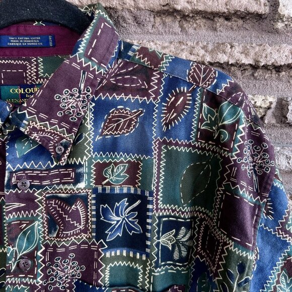 Colours by Alexander Julian Vintage Floral Patchwork Button Front Shirt Size 2XL - Picture 9 of 10